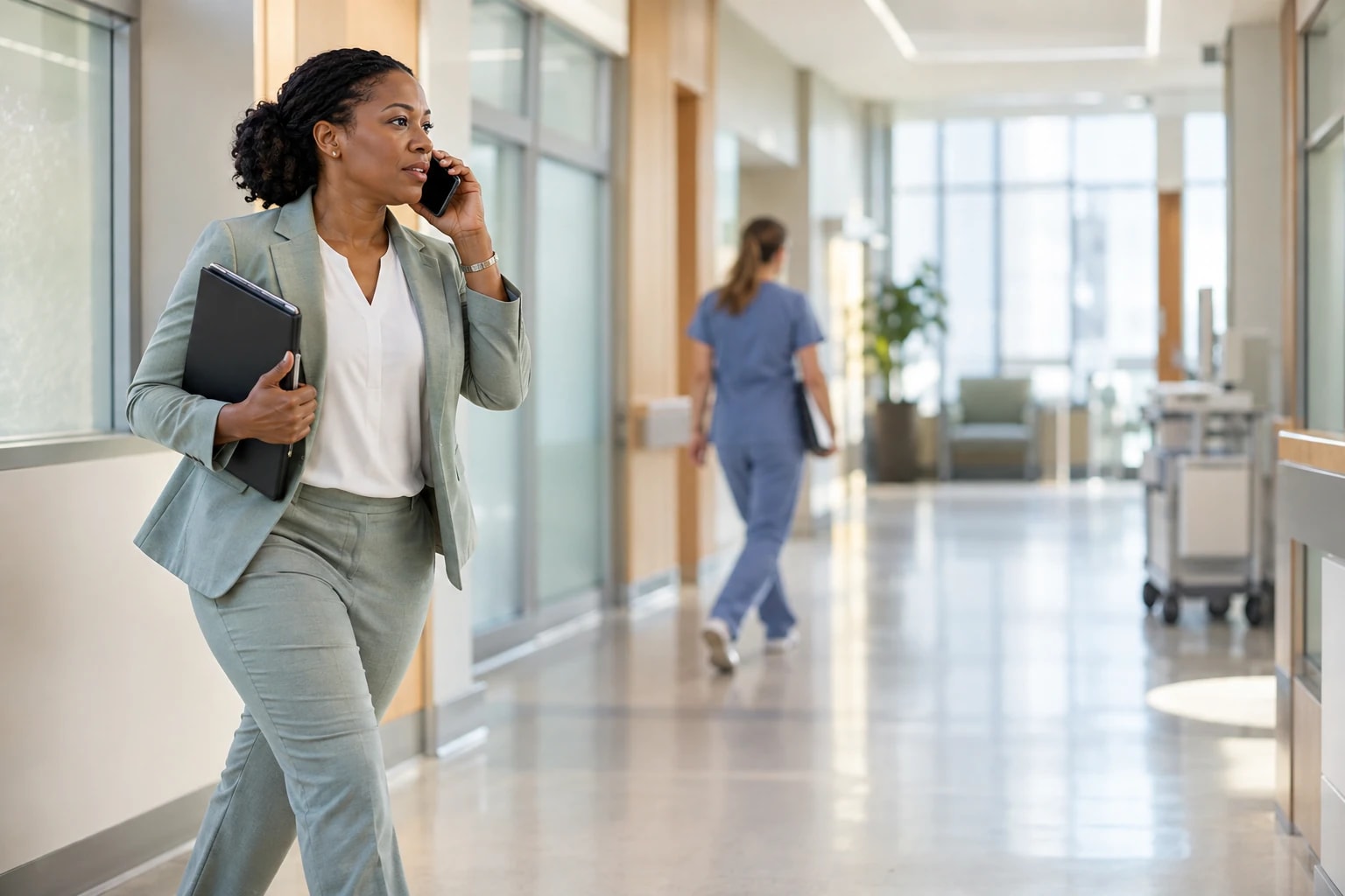 Illustrative scene for “Reaching hospital staff who have little time to talk”
